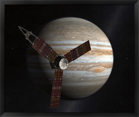 Framed Artist&#39;s Concept of the Juno Spacecraft in Orbit around Jupiter Print