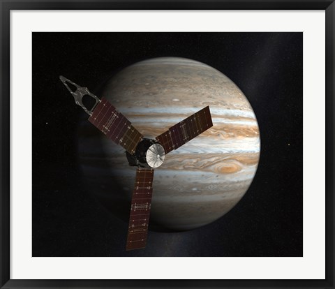 Framed Artist&#39;s Concept of the Juno Spacecraft in Orbit around Jupiter Print