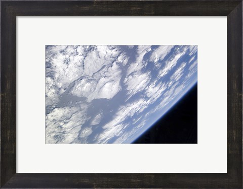Framed Blue and White part of Earth and the Blackness of Space Viewed from the Earth-Orbiting Space Shuttle Atlantis Print