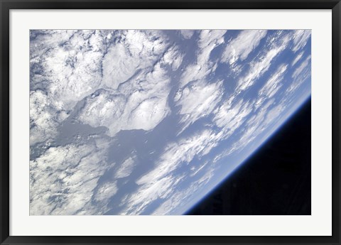 Framed Blue and White part of Earth and the Blackness of Space Viewed from the Earth-Orbiting Space Shuttle Atlantis Print