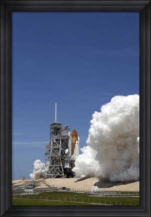 Framed Exhaust Plume Forms around the Base of Launch Pad 39A as Space Shuttle Atlantis Lifts off on the STS-132 Mission Print