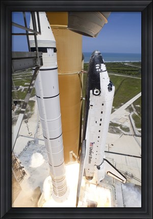 Framed Space shuttle Atlantis lifts off from Kennedy Space Center&#39;s Launch Pad Print