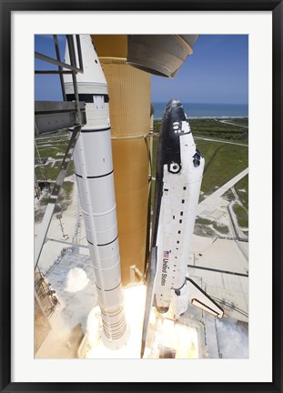 Framed Space shuttle Atlantis lifts off from Kennedy Space Center&#39;s Launch Pad Print