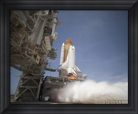 Framed Exhaust Plume forms under the Mobile Launcher Platform on Launch Pad 39A Print