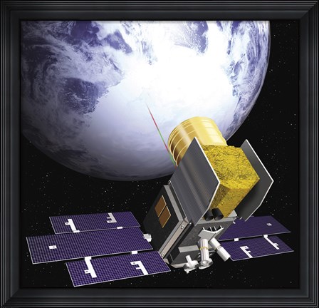 Framed Artist&#39;s Concept of the Ice, Cloud, and Land Elevation Satellite, also referred to as ICEsat Print