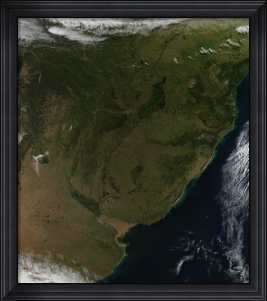 Framed Satellite view of South America Print