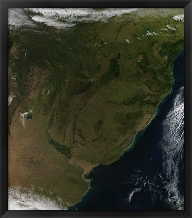 Framed Satellite view of South America Print