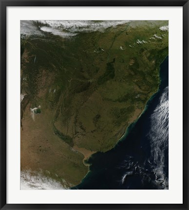 Framed Satellite view of South America Print