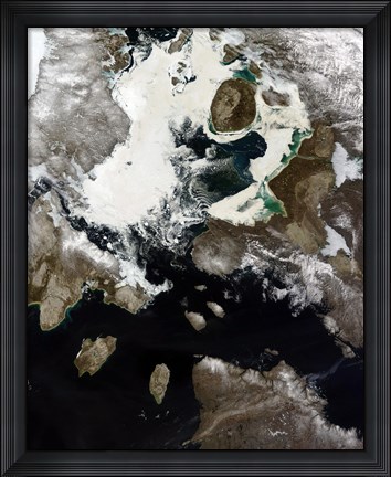 Framed Sea Ice and Sediment Visible in Nunavut, Canada Print