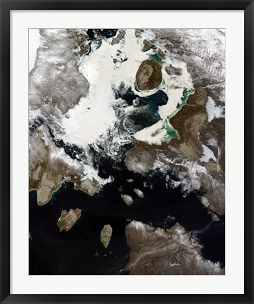 Framed Sea Ice and Sediment Visible in Nunavut, Canada Print