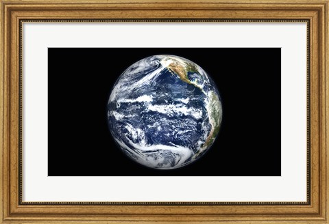 Framed View of Full Earth Centered over the Pacific Ocean Print