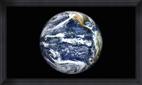 Framed View of Full Earth Centered over the Pacific Ocean Print