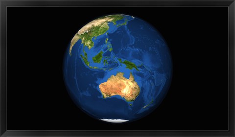 Framed View of the Full Earth Showing Indonesia, Oceania, and the Continent of Australia Print