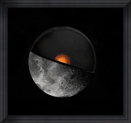 Framed Artist&#39;s Concept Showing a possible Inner Core of the Earth&#39;s Moon Print