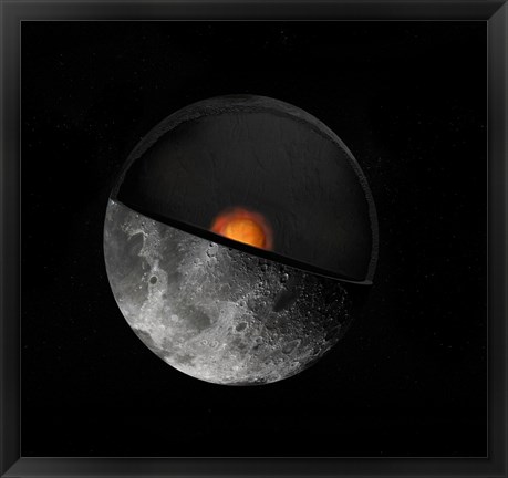 Framed Artist&#39;s Concept Showing a possible Inner Core of the Earth&#39;s Moon Print