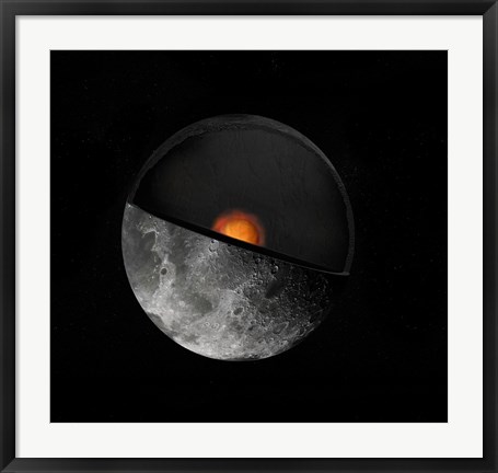 Framed Artist&#39;s Concept Showing a possible Inner Core of the Earth&#39;s Moon Print