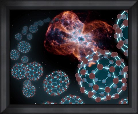 Framed Artist&#39;s Concept Showing Carbon Balls Ejecting out from a Dying White Star in a Planetary Nebula Print
