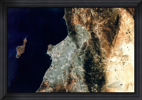 Framed Satellite view of Los Angeles, California Print