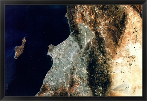 Framed Satellite view of Los Angeles, California Print