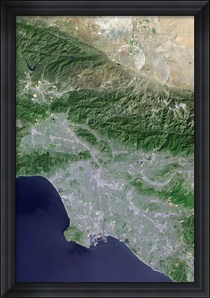 Framed Satellite view of Los Angeles, California and Surrounding Area Print