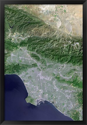 Framed Satellite view of Los Angeles, California and Surrounding Area Print