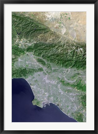 Framed Satellite view of Los Angeles, California and Surrounding Area Print