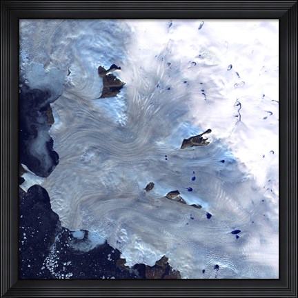 Framed Small Field of Glaciers Surrounds Baffin Bay along Greenland&#39;s Western Coast Print