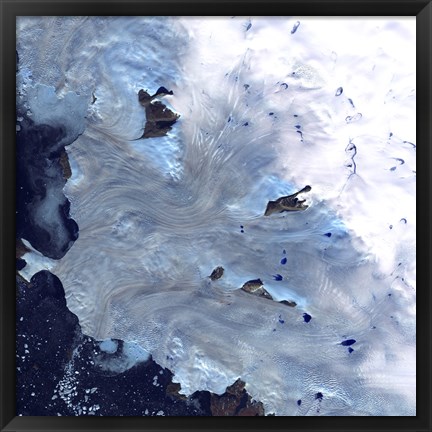 Framed Small Field of Glaciers Surrounds Baffin Bay along Greenland&#39;s Western Coast Print