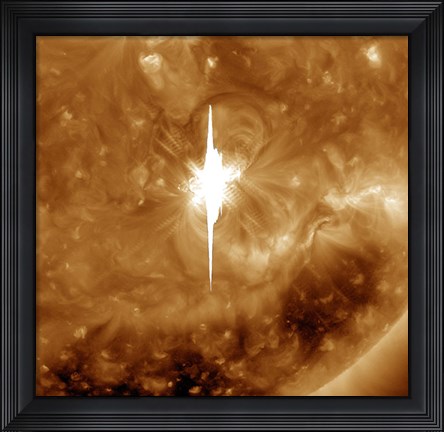 Framed Close-up view of a Massive X22 Solar Flare Erupts on the Sun Print