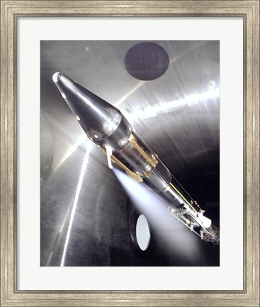 Framed Vent Flowing Cryogenic Fuel  on a Centaur Rocket Engine Model Print