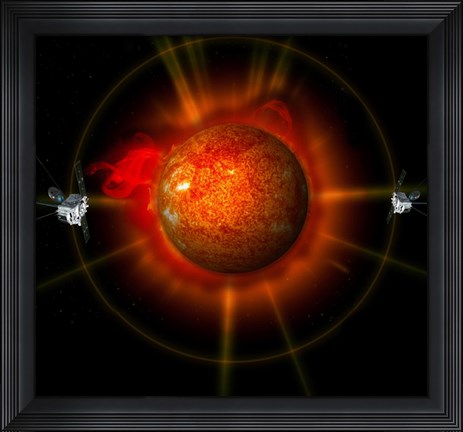 Framed artist&#39;s Concept of the STEREO spacecraft Surrounding the Sun Print