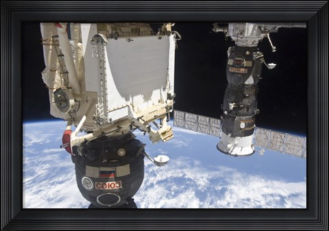 Framed Soyuz TMA-19 Spacecraft and the Progress 37 Resupply Vehicle Print