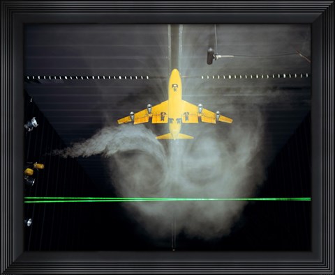 Framed Wake Vortex flow visualization tests of a Boeing 747 Model Print