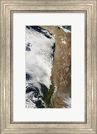 Framed Satellite view of the Andes Mountains in South America Print