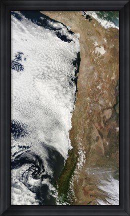 Framed Satellite view of the Andes Mountains in South America Print