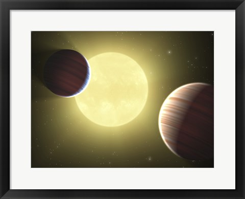 Framed Artist&#39;s Concept Illustrating the Two Saturn-sized Planets Discovered by the Kepler Mission Print