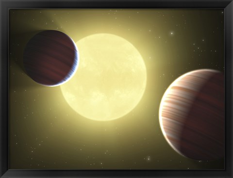 Framed Artist&#39;s Concept Illustrating the Two Saturn-sized Planets Discovered by the Kepler Mission Print