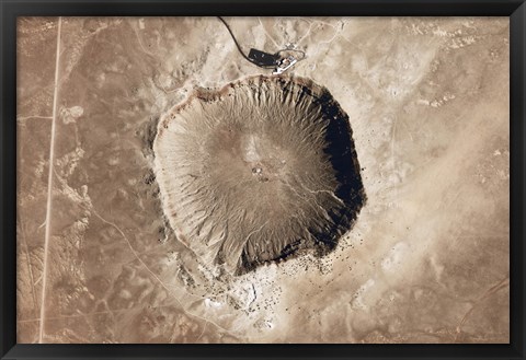 Framed Meteorite Impact Crater in the Northern Arizona desert of the United States Print