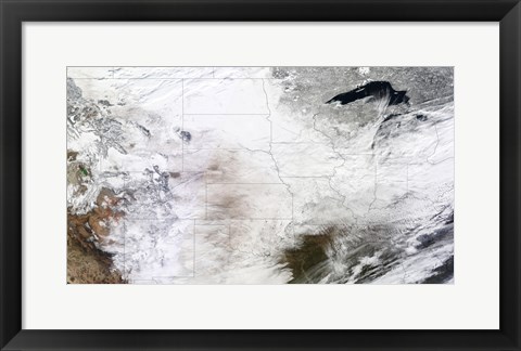 Framed Satellite view of a Massive Winter Storm over the United States Print
