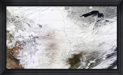 Framed Satellite view of a Massive Winter Storm over the United States Print