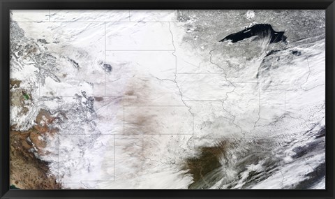 Framed Satellite view of a Massive Winter Storm over the United States Print