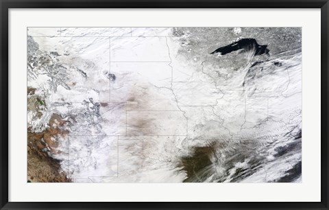 Framed Satellite view of a Massive Winter Storm over the United States Print