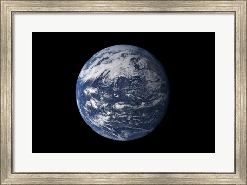 Framed Full Earth Centered over the Pacific Ocean Print