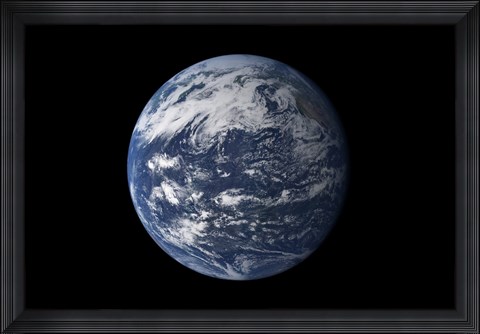 Framed Full Earth Centered over the Pacific Ocean Print