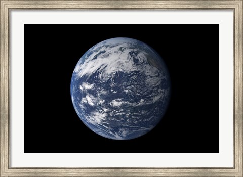 Framed Full Earth Centered over the Pacific Ocean Print