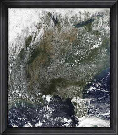 Framed Pinwheel-like pattern of High Pressure Clouds Stretches across the Eastern United States Print