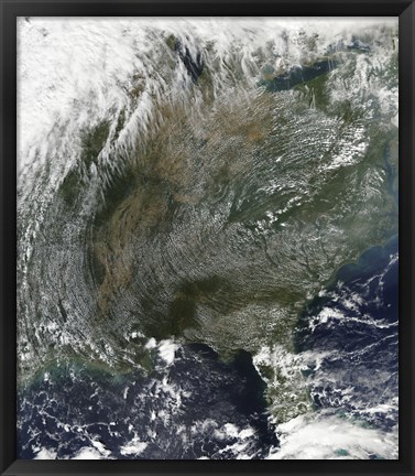 Framed Pinwheel-like pattern of High Pressure Clouds Stretches across the Eastern United States Print