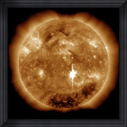 Framed Massive X-Class Solar Flare Erupts on the Sun Print