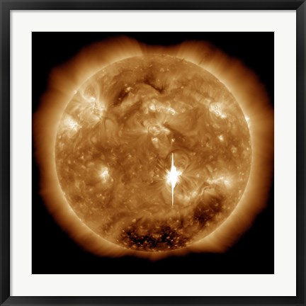 Framed Massive X-Class Solar Flare Erupts on the Sun Print