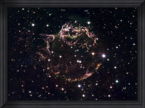Framed Detailed view at the Tattered Remains of a Supernova Explosion known as Cassiopeia A Print